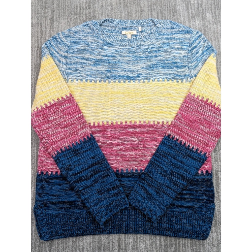 Barbour Womens Coastal Collection Wool Blend Striped Crew Neck Sweater Size 8